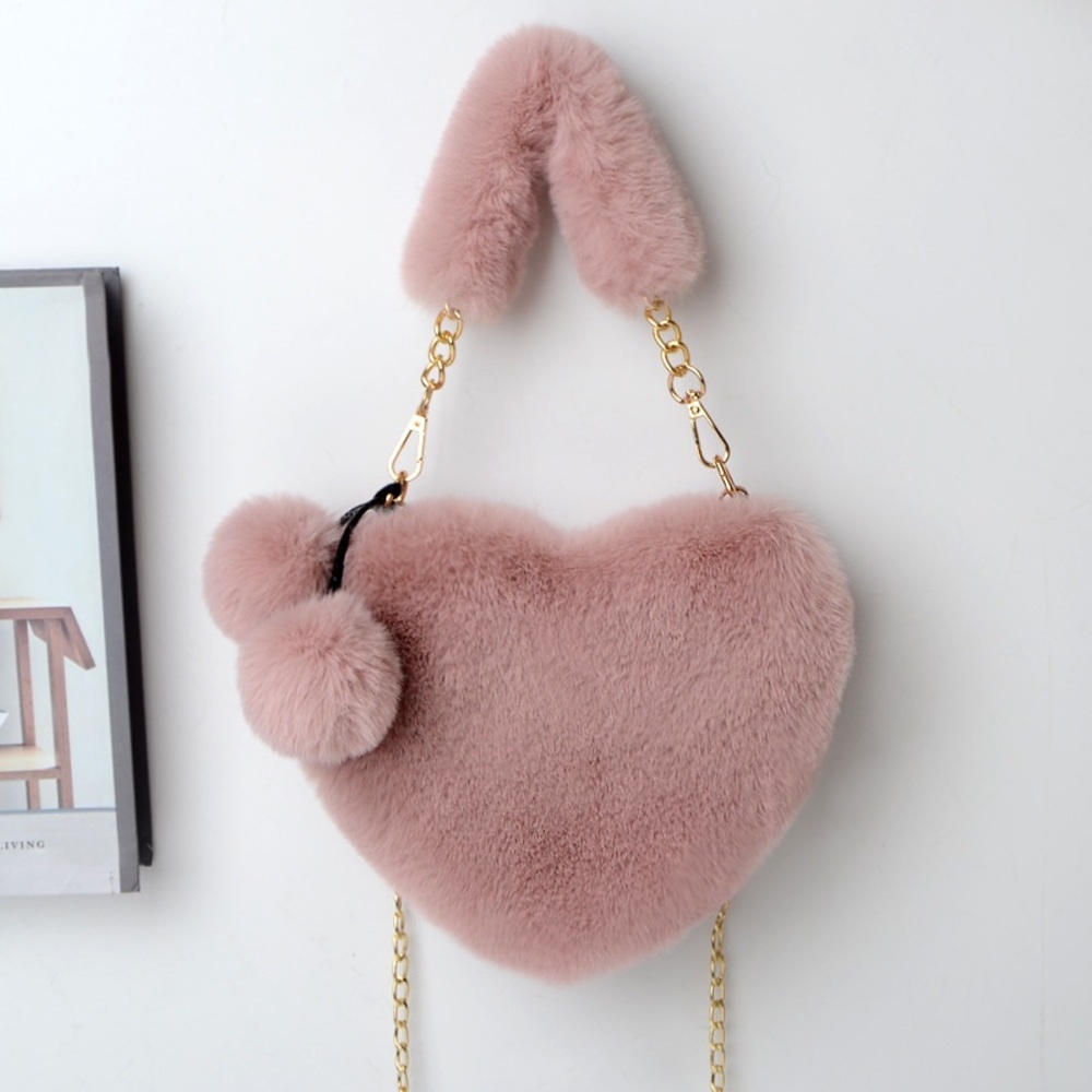 Fur Handbag & Headband Set (Mauve)